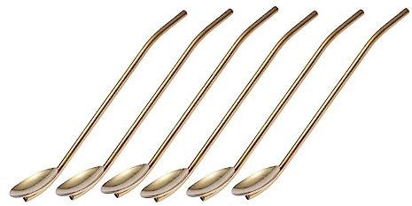 CIYODO Cucchiaio Di Cannucce Di Metallo Di Forma Ovale 6 Pezzi Cucchiai Di Cannuccia Riutilizzabili in Acciaio Inossidabile Per