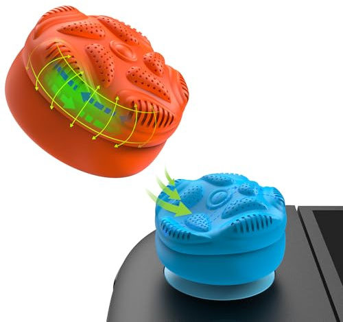 PlayVital Tapas de Joystick para Nintendo Switch 2, Thumb Grips de Silicona Antideslizantes y Suaves, Fundas para Joysticks de Joycon, Accesorios para Switch 2-4 Piezas (Azul & Naranja)