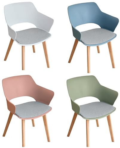 GrandCA HOME Set di 4 Sedie da Cucina Nordica Sedia da Pranzo con Gambe in Legno Massello, Sedie Imbottite per Camera da Letto, Soggiorno, Cucina,Miscela-2-N