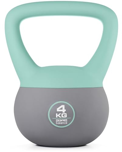 Core Balance Soft Kettlebell, 2kg–12kg Weights, Impact-Reducing Design | Soft-Touch PVC Shell, Cushioned Sand Filling, Ergonomic Handle, Anti-Slip Base, Colour-Coded Weights, Strength & Endurance