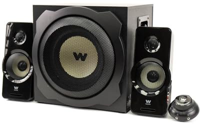 Woxter Big Bass 260 - Lautsprecher 2.1 (150W, Subwoofer Holz, Metallgitter, Kabel-Lautstärkeregler, AUX Ideal für TV, PC und Spielkonsolen.), Schwarze Farbe, Black