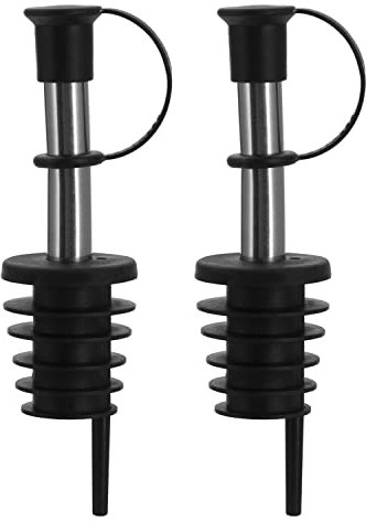 Westmark 2 Spirituosen-Ausgießer für Flaschen, Mit Verschlusskappe und Luftröhrchen, Kunststoffkorken, Rostfreier Edelstahl, Inox Eco-Pour, Schwarz/Verchromt, 45372280