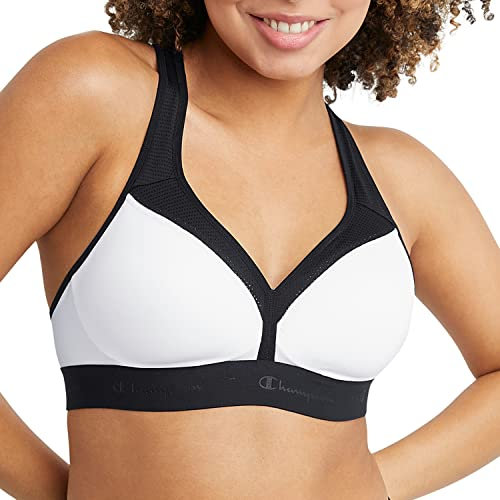 Champion womensB9373Med Support Curvy with Sewn in Cup Sports Bra - White - M
