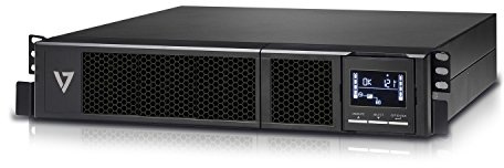 V7 UPS1RM2U3000-1E Unterbrechungsfreie Stromversorgung 3000VA Rackmount 2 HE (2700W, 8 Ausgänge IEC-C13, AVR, LCD-Display, EU+UK-Stecker) schwarz inkl. Rail-Kit für Rackinstallation