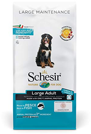 Schesir, Cibo Secco per Cani Adulti di Taglia Grande al Gusto Pesce, Linea Mantenimento in Crocchette - Formato Sacco da 12Kg