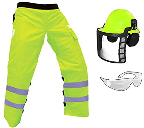 Forester OEM Arborist Forestry Professional Cutter's Combo Kit Chaps Helmet (37, Safety Green Chap Kit)