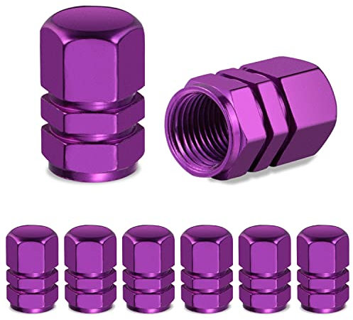 Soleebee Tappi per valvole in lega, tappi per valvole per pneumatici, accessori per auto, auto, moto, bicicletta, colore viola, 8 pezzi