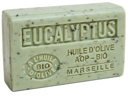 Label Provence Nature Savon de Marseille – Französische Seife aus reinem Bio-Olivenöl und Sheabutter – Eukalyptus-Duft – 125 g Riegel