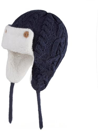 Chapeau Hiver Bébé Garçons Fille, Bonnet Aviateur en Tricot Enfant Cagoule Chapeau de Pilote avec Earflap Capuche Tricoté pour Enfants Bébé de 0 à 5 Ans (FR/ES, Numérique, 50, 52, Bleu)