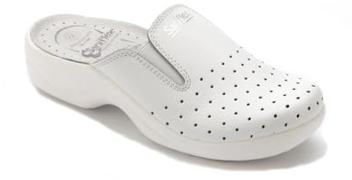 Saniflex 621-10 Médico Certificado Zuecos Mules Zapatillas Zapatos de Cuero, Mujer, Blanco, EU 39