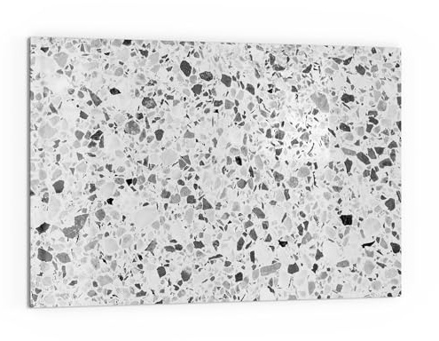 DEQORI Küchenrückwand Glas | Motiv Grauer Terrazzo | 60x40 cm cm | Bad- oder Herd-Rückwand | Herdblende Spritzschutz für Küche & Badezimmer | moderne Deko für Fliesenspiegel