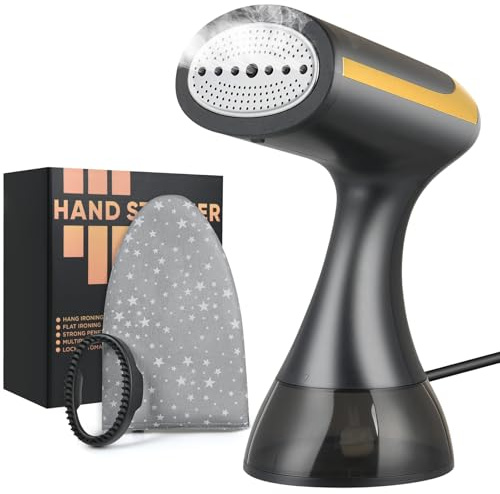 HOTUT Défroisseur Vapeur, 1500W Voyage Vapeur Steamer, Fer à Repasser Vertical Portable avec Réservoir d'eau de 300ml, Réchauffage Rapide Defroisseur Vapeur Vertical pour Tissu et Textile - Noir