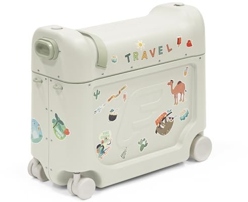 Stokke JetKids BedBox, Sea Green - Aufsitzkoffer für Kinder von 2-7 Jahren (bis 35 kg) - Lässt Sich in EIN Bett verwandeln - Inklusive Matratze, dekorativen Aufklebern & verstellbarem Tragegurt