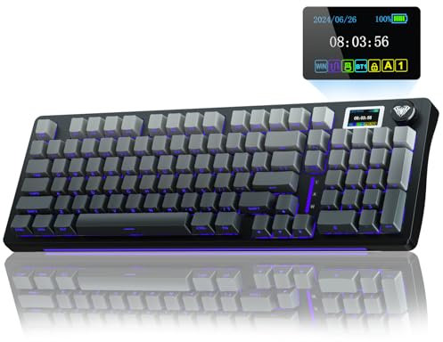AULA S98 Pro Gaming Tastatur Mechanisch,3 Modi Mechanische Tastatur Kabellos mit Bildschirm,Knopf,Gasket Struktur,Hot-Swap-fähige Custom Keyboard,Wireless Gaming Keyboard RGB,QWERTY (Schwarz)