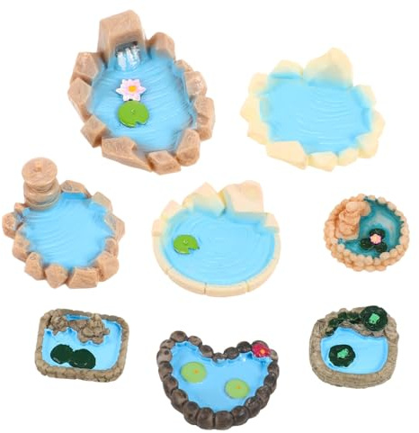 ibasenice 8piezas Micropaisaje Musgo Suculento Decoración Miniatura para Estanque Loto Artificial Plantas Artificiales Altas Decoración De Flor De Loto para Jardín Manualidades y Casas De