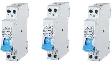 gloca Interruttore Magnetotermico Automatico 1P+N 220V 6KA 1 Modulo DIN (6 Ampere, 3)