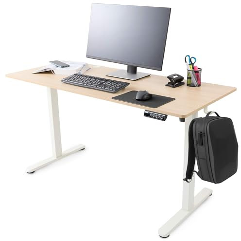 Arebos elektrisch höhenverstellbarer Schreibtisch 120x60 cm | Memory-Funktion | Verstellbarer Computertisch 72-118 cm | Standing Desk | ergonomischer Bürotisch | Steh-Sitz Tisch | Beige