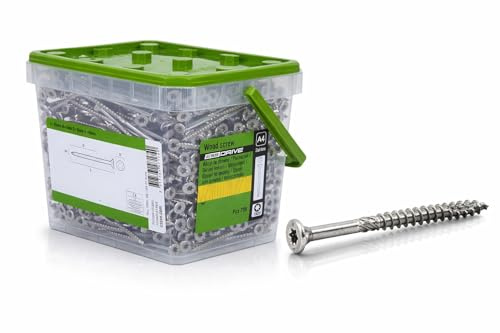 ESSVE ESSDRIVE träskruvar rostfritt stål A4 Torx försänkt huvud 6,0 x 120 mm – rostfria, terrassskruvar för utomhusbruk och träkonstruktion, hög korrosionsbeständighet, ESSBOX, 100 stycken