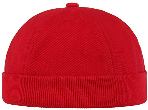 Gorro Docker de Algodón de Hombre | Gorros de algodón 100%| Docker de Talla única (54-61 cm) | con Cierre | Gorros portuarios de Rojo| para Llevar Durante Todo el año