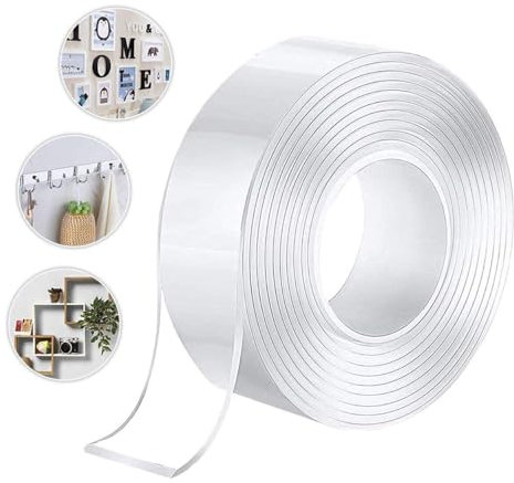 3M Double Sided Tape Heavy Duty, Reusable Clear Nano Tape, Traceless Transparent Double Sided Adhesive Tape, Multipurpose Tape for Wall, Kitchen, Carpet, Photos Fixed