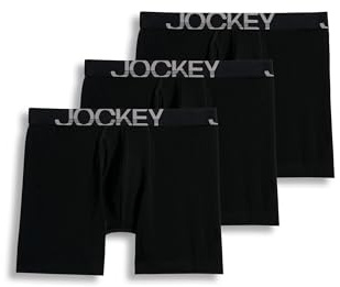 Jockey Men's Underwear ActiveStretch 7 Long Leg Boxer Brief - 3 Pack, Black, M