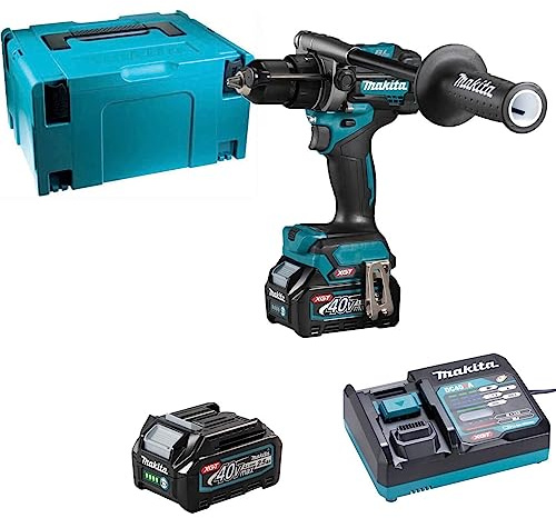 Makita HP001GD202 40V Max XGT Brushless Combi Drill Complete with 2 x 2.5 Ah Batteries, Fast Charger and Interchangeable Adapter Set Supplied in a Makpac Case