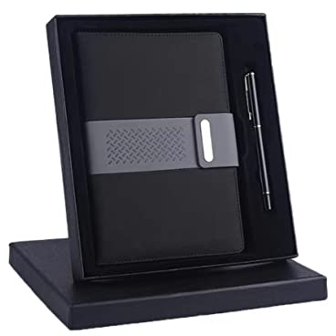 CMY Executive Classic Leather A5 Notebook with Pen Vintage Travel Notebook and Pen Journal Diary Business Daily Ideas Notepad Christmas Birthday Gift Set for Girls Women Mum Dad (BLACK)