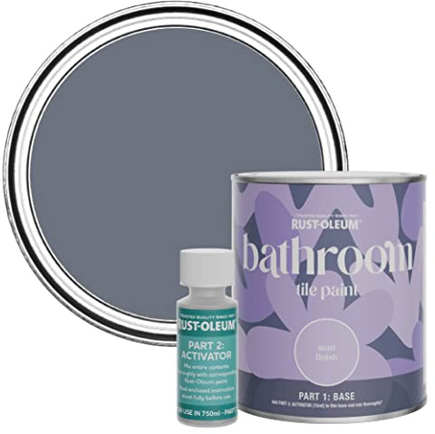 Rust-Oleum Grey Water-Resistant Bathroom Tile Paint in Matt Finish - Marine Grey 750ml