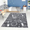 carpet city Teppich Kinderzimmer Weltall - Dunkel-Grau - 160x230 cm - Kinderteppich Kurzflor mit Sternen, Raketen, Planeten - Weicher Flor