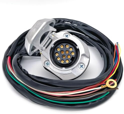 AOJO Faisceau Prise Remorque 13 Broches avec 2 m Câble 13 Fils, Rallonge d'attelage Remorque 13 PIN Metal Pré-câblé - Imperméable