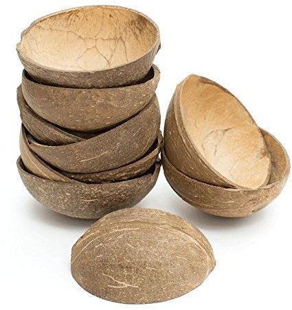 Little Cherry Eco Friendly Coconut Bowls | Biodegradable Coconut Shell Bowls Great Eco Alternative to Wooden Bowl or Bamboo Bowl | Coconut Bowl for All Events (Medium Coconut Bowl, 10 Pack)