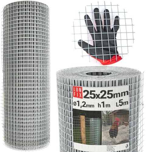 Volierendraht Schweißgitter Hasendraht Drahtgitter Wühlmausgitter Maschendraht Kaninchendraht 25x25 1,2mm 1m x 5m