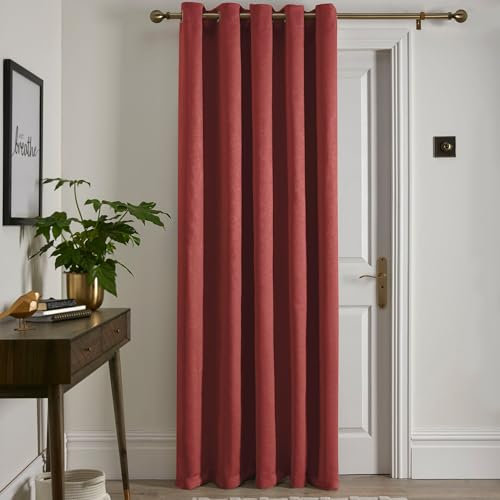 Fusion - Terracotta Single Curtain W66 x L84 (168 x 214cm) - 1x Panel - Eyelet Curtain in Orange Red - Thermal Curtain for Bedroom/Living Room - Curtain & Drape - Door Curtain - Strata Collection