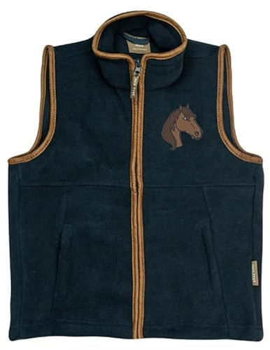 Kids Gilet with Horse Embroidery – Cozy Equestrian Vest for Children | Warm Riding Jacket | Horse Lover Apparel for Boys and Girls (UK, Age, 7 Years, 8 Years, Regular, Navy)
