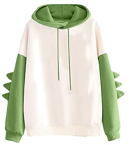 Generico Felpa con Cappuccio da Donna A Maniche Lunghe con Dinosauro A Forma di Dinosauro Pullover con Cappuccio Oversize Estetico Felpe per Ragazze Adolescenti Hoodie