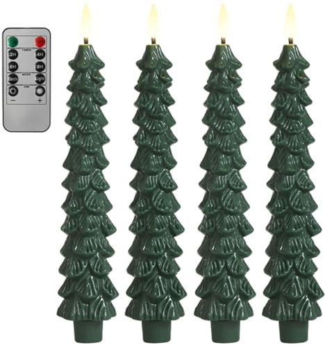 Flamlösa julgransljus med fjärrkontroll 4 st 24,7 cm flimrande julgran flamlösa avsmalnande ljus batteridrivna