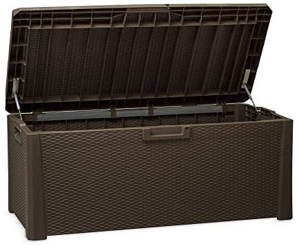 Toomax baule Santorini con seduta, finitura effetto rattan, colore marrone, dimensioni di148x72x64h cm