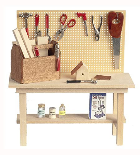 Melody Jane Jardín Miniatura Casa de Muñecas Cobertizo Garaje Accesorio Completo Banco Banco de Herramientas