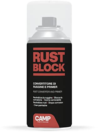 CAMP Rust Block Convertiruggine e Primer - Convertitore Ruggine Spray Pronto all'Uso, Antiruggine Impermeabile Ideale per Ripristinare Superfici in Ferro e Acciaio - Azione Rapida e Protettiva, 150 ml