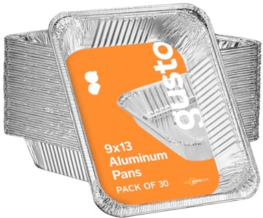 GUSTO [30 Count 9x13 Inch Aluminum Pans, Half Size Deep Steam Foil Pans - Table Pans for Baking, Cooking, Heating, Storing and Food Prepping - (Formerly Comfy Package)
