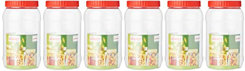 Sunpet J2000 Food Storage Canisters, Plastic, Red, 2000 ml, Pack of 6