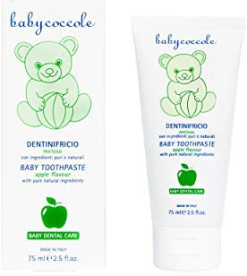 Babycoccole DENTINIFRICIO MELOSO. Dentifricio per Bambini da 0 a 6 anni all'aroma naturale di Mela. Rinforza i denti, previene le carie. Con il giusto apporto di fluoro, calcio e vitamine - 75 ml