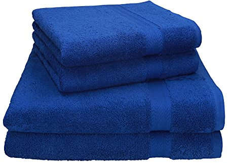 Betz 4-TLG. Handtuch-Set Premium 100% Baumwolle 2 Duschtücher 2 Handtücher Farbe Royalblau