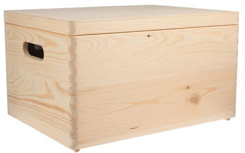 Stapelkiste mit Deckel 40 x 30 x 23 cm mit Griffen Natur Allzweckkiste Holzkiste Regal Aufbewahrung Obst Holz Kiste