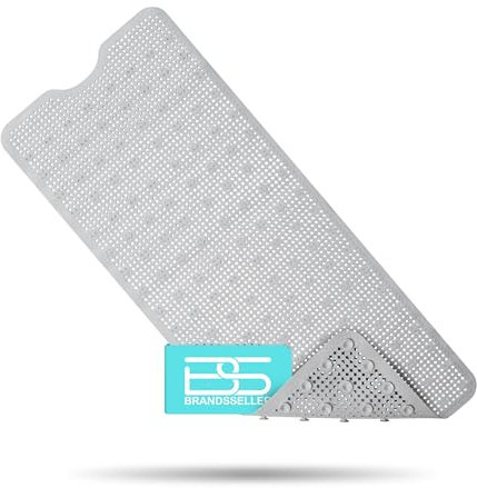 Brandsseller Alfombrilla antideslizante para bañera, aprox. 100 x 40 cm, color gris