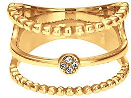 Heideman Ring Damen Unda aus Edelstahl gold farbend matt Damenring für Frauen mit Stein Zirkonia