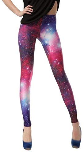Ladies Galaxy Leggings Skinny Elastic Woman Galaxy Clothing Starry Space Sky Printed Stretch Trousers Pencil Pants (Color : ALS Bild, Size : S)