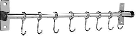 Sumnacon Barre de Cuisine 8 Crochets Amovible en Acier INOX pour Supporter Les Ustensiles de Cuisine 50CM