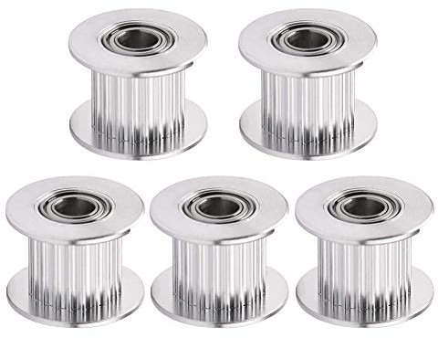 Saipor 5 Stück GT2 Riemenscheibe Glatte Art Riemenscheibe Rad Aluminium Zahnriemenscheibe GT2 timing pulley für 3D Drucker 6mm Breite Zahnriemen (20 Zähne 5mm Bohrung)