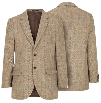 WALKER AND HAWKES - Blazer Harris Tweed Blakemore da Uomo - Sabbia Bianca - EU 50 (UK 40)